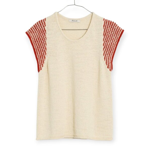 Madewell Ivory and burnt orange Striped Sleeve Tee - Picture 2 of 13